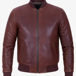 Men’s Vintage Brown Leather Bomber Jacket